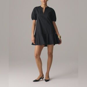 J. Crew Black Mini Dress with Puff Sleeves